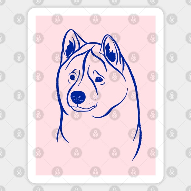 American Akita (Pink and Blue) Sticker by illucalliart